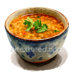 seamless Illustrated Lentil Soup Breakfast Bowl with Herbs in Ceramic Dish texture 8k free download PBR