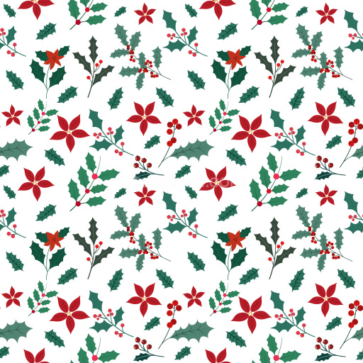Pattern Bundle - Seamless 3D PBR Texture Featuring Christmas Floral and Holly Motifs in Festive Color Rhyt… texture preview