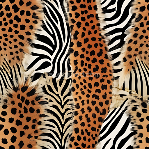 Seamless 3D PBR Leopard and Zebra Fur Fabric Texture with Distinct Spot and Stripe Patterns