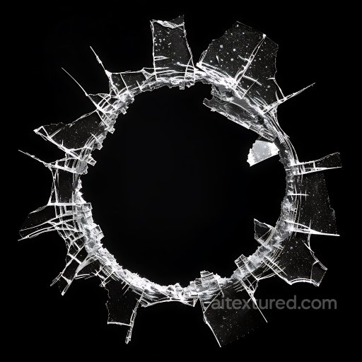 Broken Glass PBR Texture with Circular Cracked Hole and Jagged Fractures seamless Cracked & Holes PBR texture