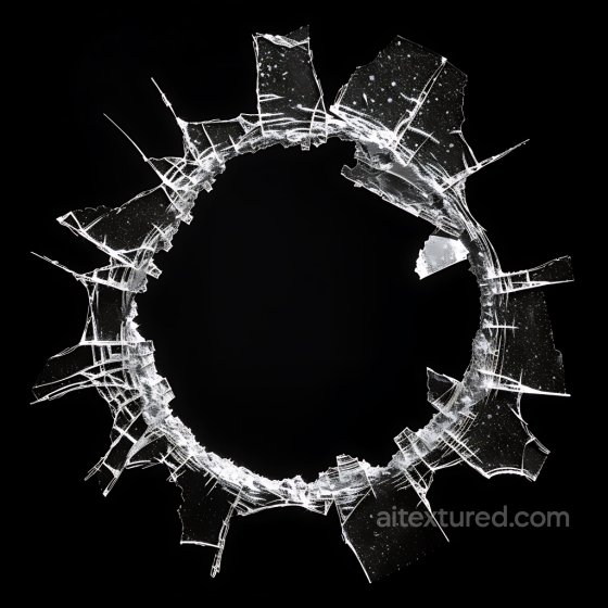 Broken Glass PBR Texture with Circular Cracked Hole and Jagged Fractures Cracked & Holes texture preview