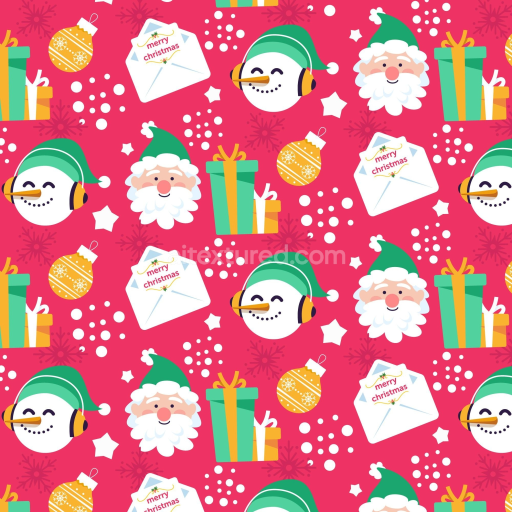 Seamless 3D PBR Christmas Pink Pattern Texture with Festive Icons