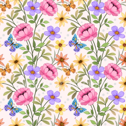 seamless Seamless 3D PBR Texture with Watercolor Butterflies and Floral Pattern texture 8k free download PBR