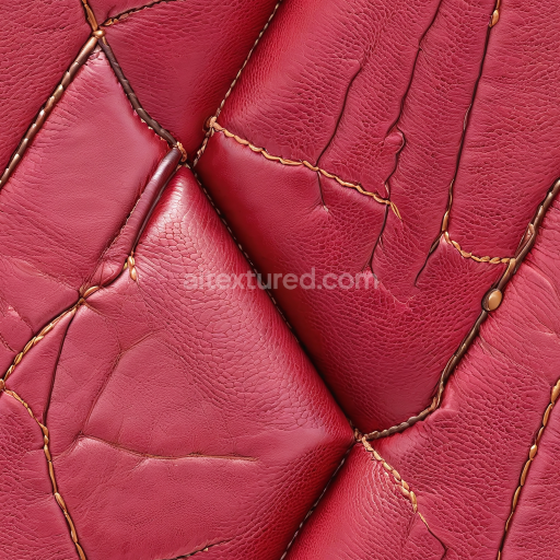 Seamless 3D Quilted Red Leather PBR Texture with Detailed Stitching and Grain