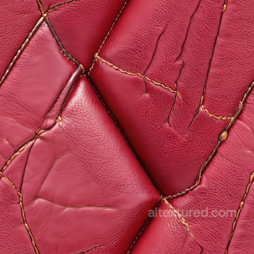 Quilted Red Leather PBR Texture with Detailed Stitching and Grain seamless Leather PBR texture