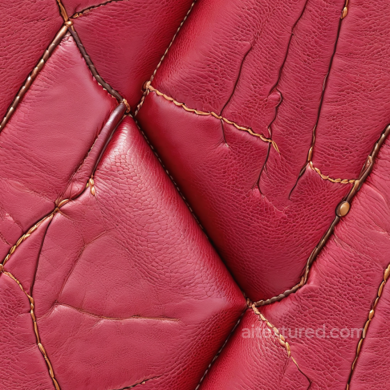 Quilted Red Leather PBR Texture with Detailed Stitching and Grain Leather texture preview