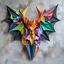 seamless Seamless 3D PBR Texture Featuring Origami-Style Vibrant Multicolor Bat Wings texture 8k free download PBR
