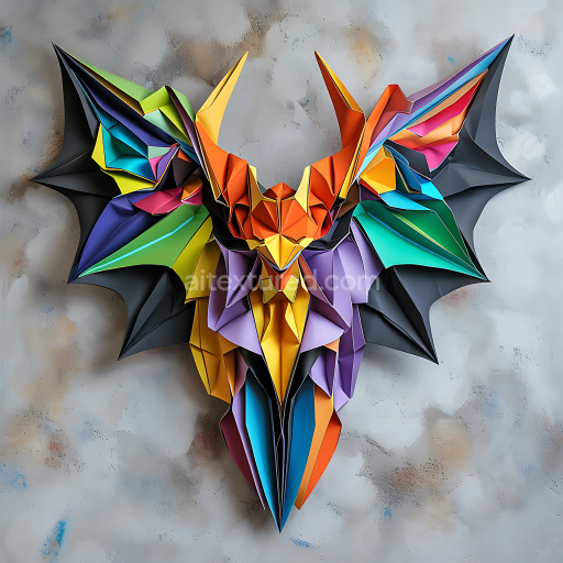 Seamless 3D PBR Texture Featuring Origami-Style Vibrant Multicolor Bat Wings