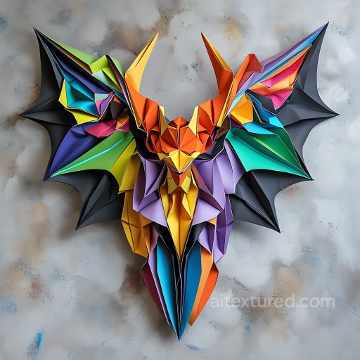 Animal - Seamless 3D PBR Texture Featuring Origami-Style Vibrant Multicolor Bat Wings texture preview