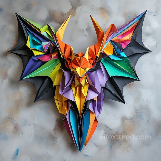 Featuring Origami-Style Vibrant Multicolor Bat Wings Animal texture preview