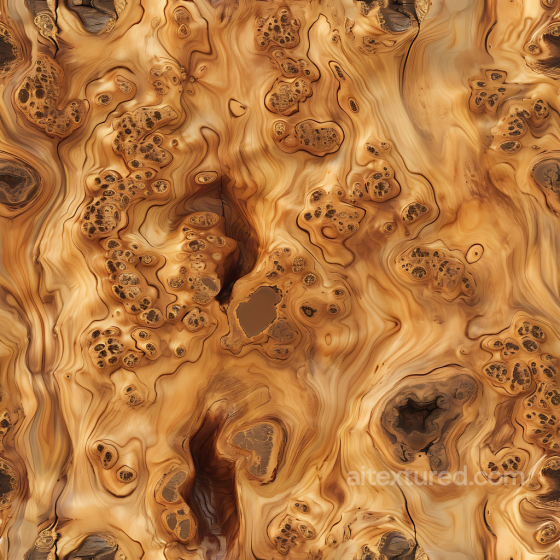Burl Wood PBR Texture Featuring Knots and Flowing Grain Patterns Wood texture preview