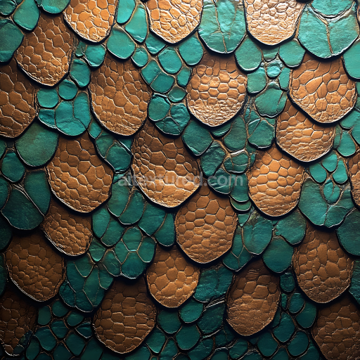 Seamless 3D Skin PBR Texture Featuring Realistic Alien Reptile Scales with Detailed Micro-Structure and Vibrant Dual-Tone Finish
