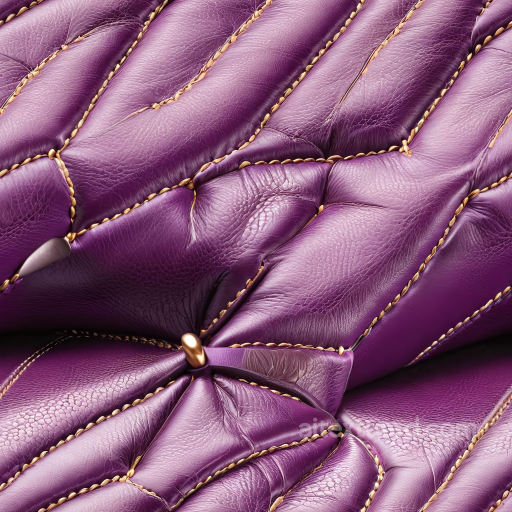 Quilted Purple Leather PBR Texture with Gold Stitching and Wrinkled Grain seamless Leather PBR texture