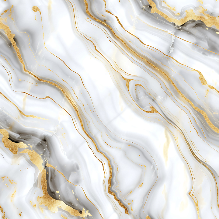 Glossy White Marble with Swirling Gold Veins seamless PBR texture preview