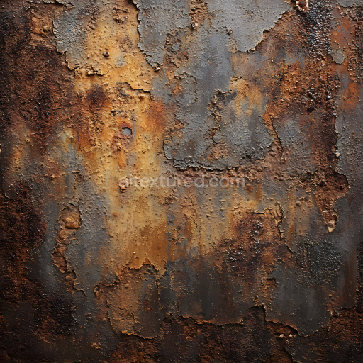 Seamless 3D Rusted Metal PBR Texture Featuring Cracked & Peeling Paint