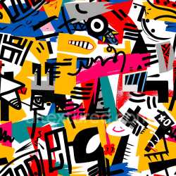 seamless Seamless 3D PBR Graffiti Texture Featuring Bold Abstract Color Blocks and Graphic Strokes texture 8k free download PBR