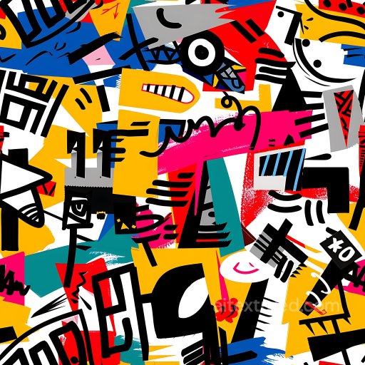 Seamless 3D PBR Graffiti Texture Featuring Bold Abstract Color Blocks and Graphic Strokes texture preview