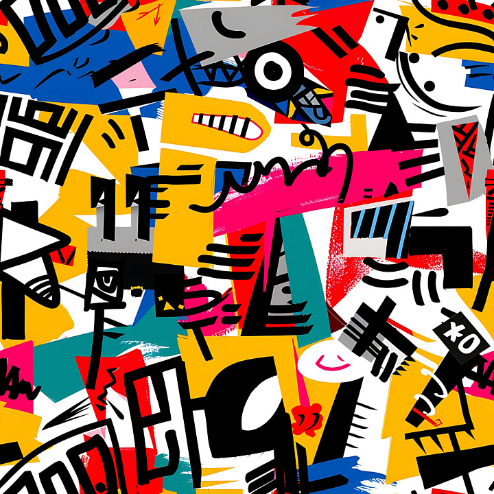 Graffiti Featuring Bold Abstract Color Blocks and Graphic Strokes seamless PBR texture preview