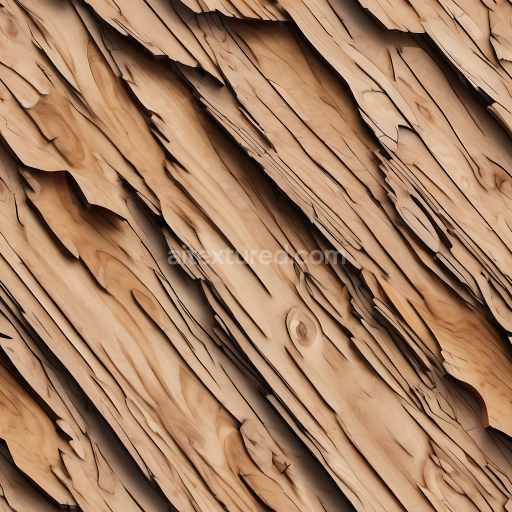 Seamless 3D PBR Texture of Natural Light Peeled Wood with Layered Grain