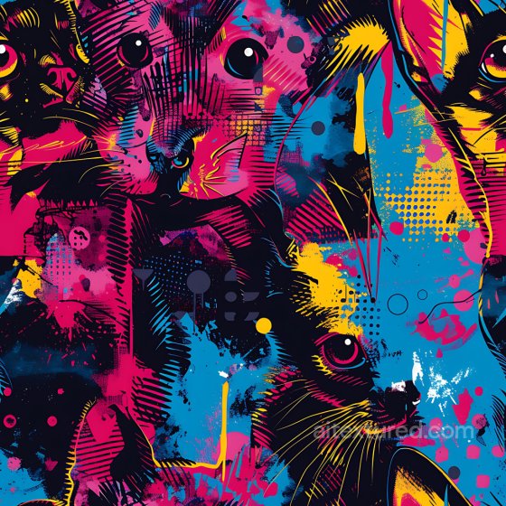 Graffiti Texture Featuring Colorful Stylized Cats in Pink, Blue, Yellow Graffiti texture preview