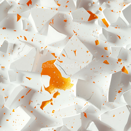 Preview — Seamless 3D Cracked White Plaster PBR Texture with Bold Orange Underlayer