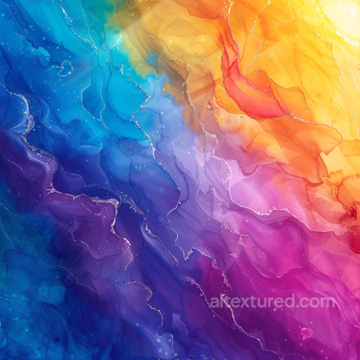 Alcohol Ink PBR Texture with Vibrant Multicolor Fluid Waves and Soft Layering seamless Alcohol ink PBR texture