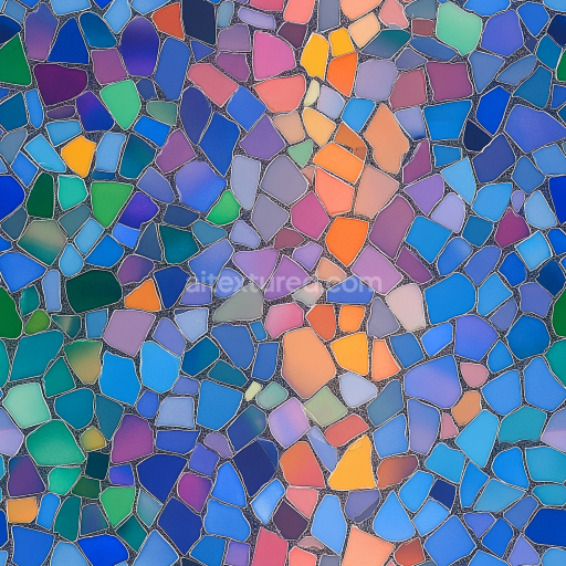 Seamless 3D mosaic PBR texture featuring vibrant multicolor irregular glass chips texture preview