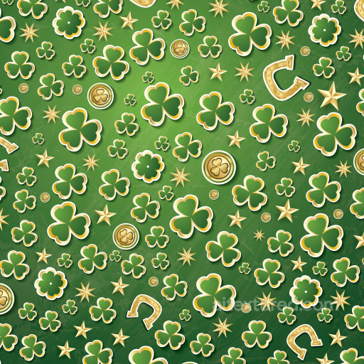with Green Shamrocks and Gold Horseshoes seamless St patrick digital paper bundle PBR texture