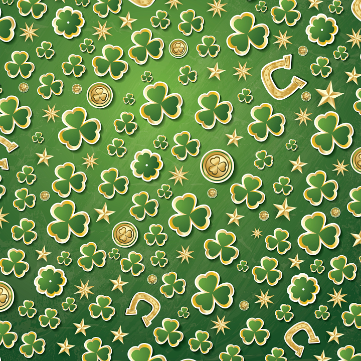 with Green Shamrocks and Gold Horseshoes seamless PBR texture preview