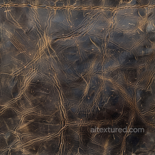 Distressed Dark Brown Cracked Leather PBR Texture with Vintage Wrinkles seamless Leather PBR texture