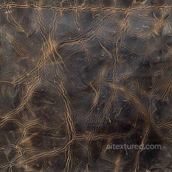 Distressed Dark Brown Cracked Leather PBR Texture with Vintage Wrinkles Leather texture preview