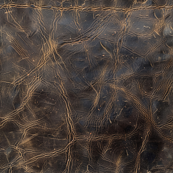 Distressed Dark Brown Cracked Leather with Vintage Wrinkles seamless PBR texture preview