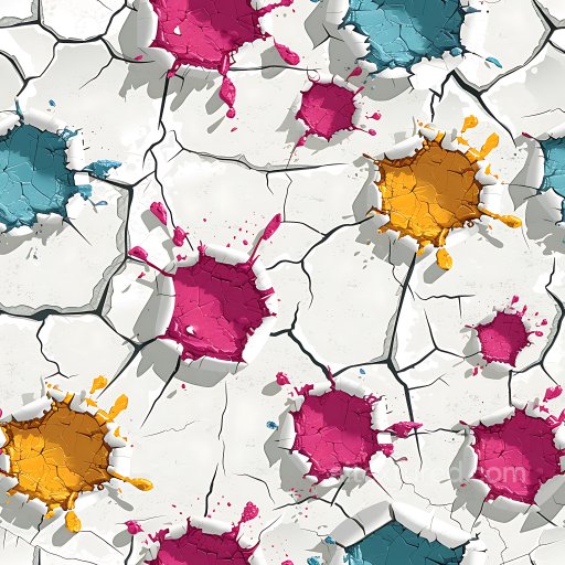 Cracked Plaster Texture With Colorful Peeling Paint And Crater Holes seamless Cracked & Holes PBR texture