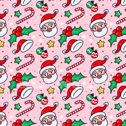 seamless Seamless 3D PBR Christmas digital paper texture featuring Santa, holly, and candy canes texture 8k free download PBR