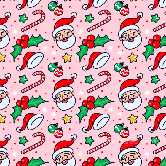 Christmas Digital Paper Texture Featuring Santa, Holly, And Candy Canes All Christmas Digital paper texture preview