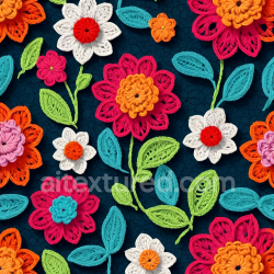 seamless Seamless 3D PBR Texture of Vibrant Embroidered Floral Fabric with Colorful Stitched Flowers texture 8k free download PBR