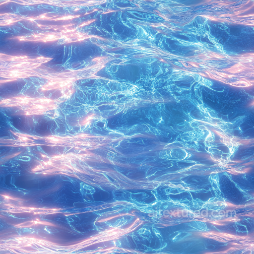 Stylized Iridescent Water Surface PBR Texture with Blue and Pink Highlights seamless Water PBR texture