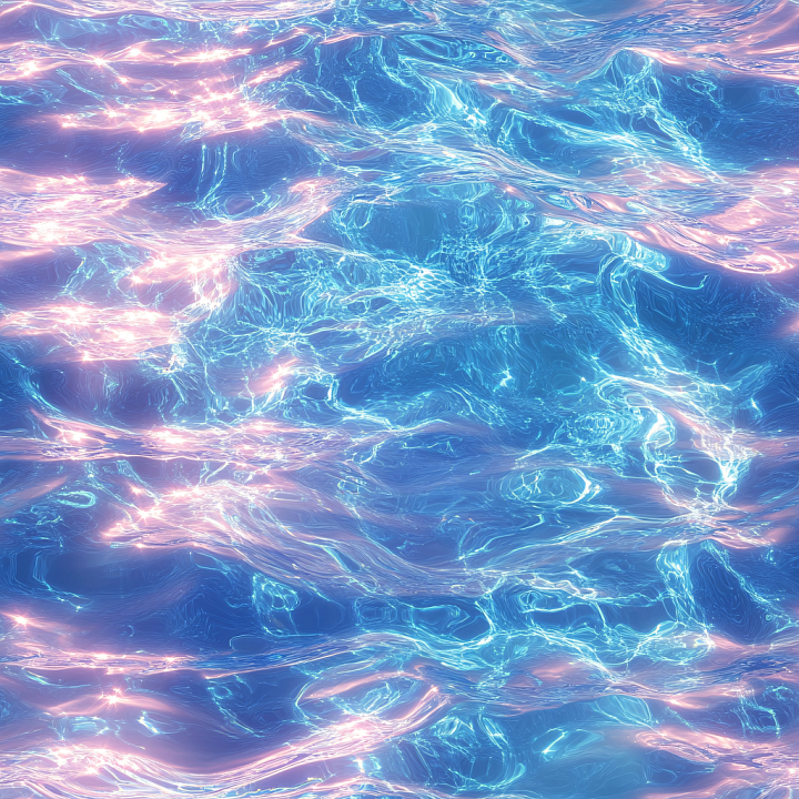 Stylized Iridescent Water Surface with Blue and Pink Highlights seamless PBR texture preview