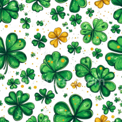 seamless Seamless 3D PBR Texture of St Patrick Shamrock Digital Paper with Green and Gold Clover Pattern texture 8k free download PBR