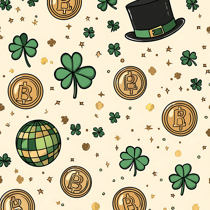 Featuring St Patrick’s Clover, Coins & Hat Pattern seamless PBR texture preview