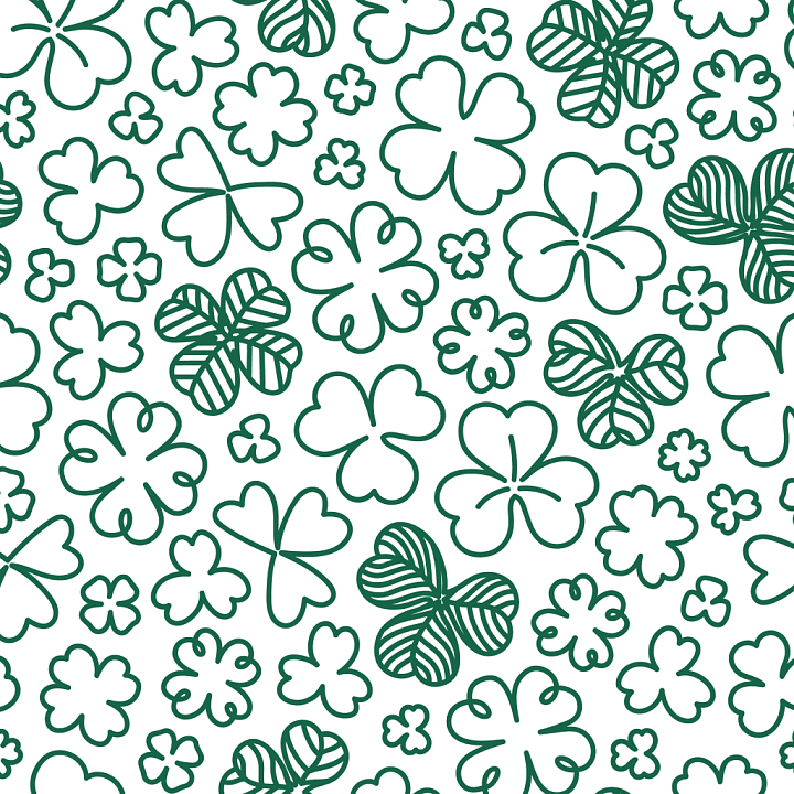 with Green Shamrock Pattern on White Background seamless PBR texture preview