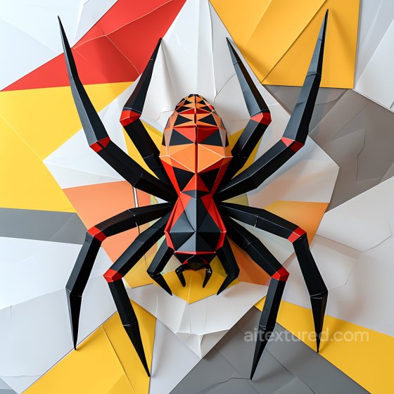 Animal Texture of Black Widow Spider Origami with Geometric Color Blocks Animal texture preview