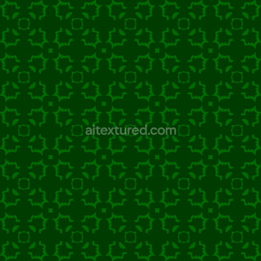 Seamless 3D PBR fabric texture with dark green geometric pattern