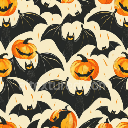 seamless Seamless 3D PBR Texture of Vintage Halloween Pattern with Bats and Jack-o'-Lanterns texture 8k free download PBR