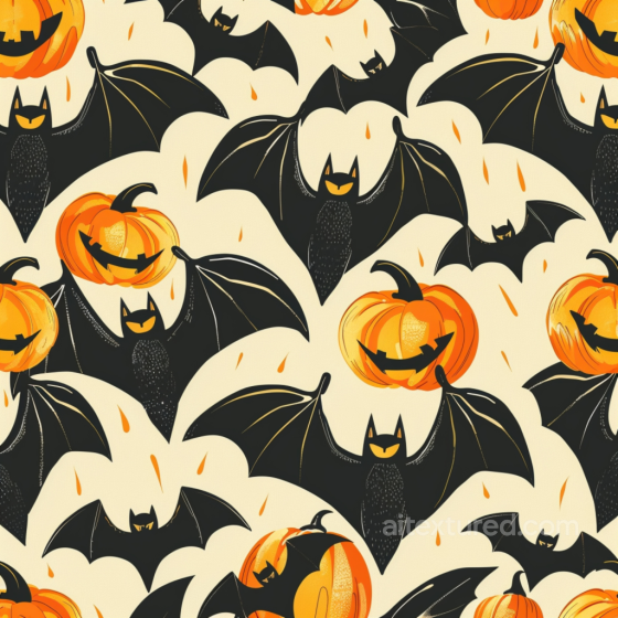 Vintage Halloween Pattern Seamless Texture with Bats and Jack-o'-Lanterns Vintage Halloween texture preview