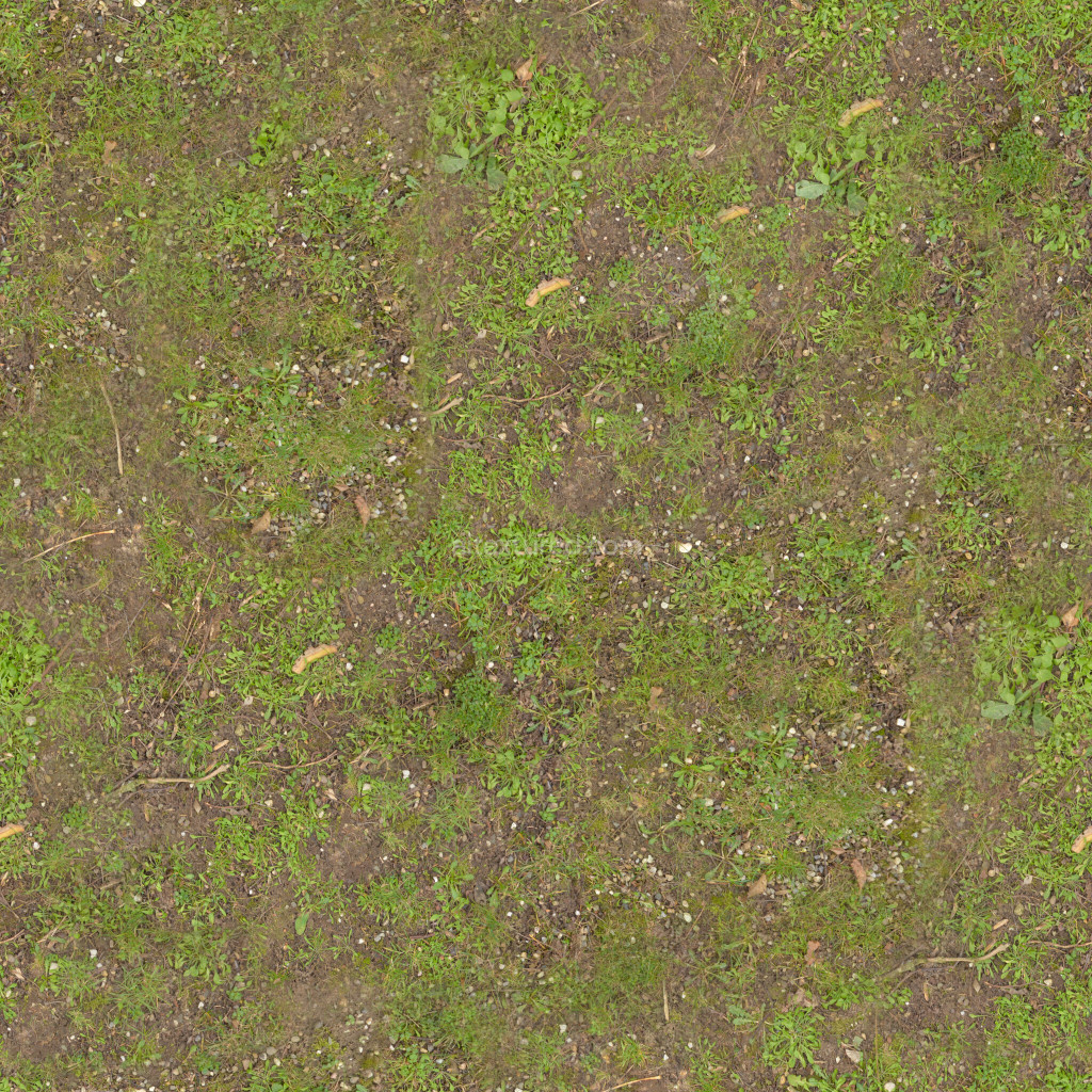 Seamless PBR ground texture featuring dirt and grass