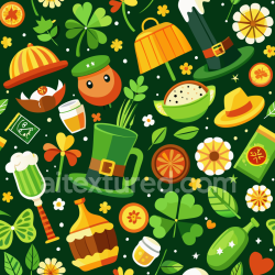 seamless Seamless 3D PBR Texture with St Patrick Themed Illustrations and Symbols texture 8k free download PBR