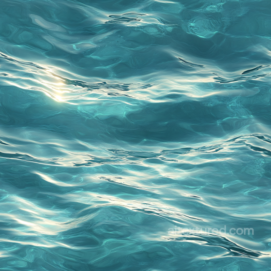 Realistic Turquoise Ocean Surface Water PBR Texture with Gentle Waves and Sunlight Reflec… Water texture preview