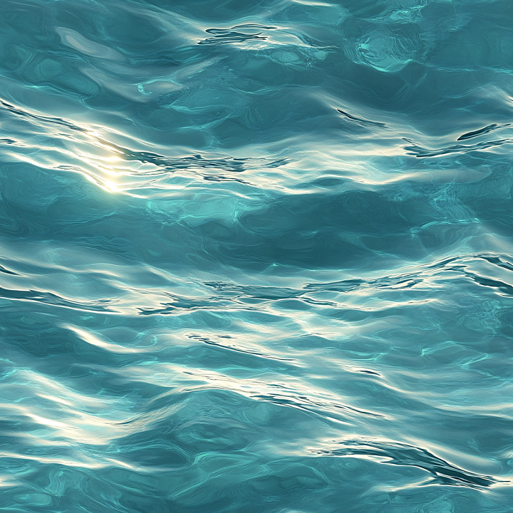 Realistic Turquoise Ocean Surface Water with Gentle Waves and Sunlight… seamless PBR texture preview