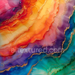seamless Seamless 3D Alcohol Ink PBR Texture Featuring Vibrant Multicolor Fluid Waves and Gold Veining texture 8k free download PBR